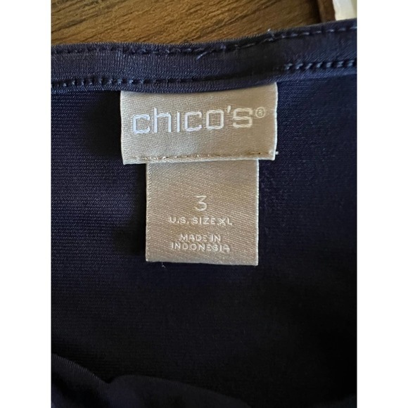 Chico’s Women’s 3/4 Sleeve Blue Tunic Top Size Large Classic Minimalist - Picture 4 of 5